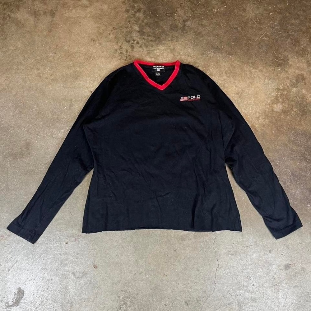 Polo Ralph Lauren black long sleeve shirt cropped Women's Size XL